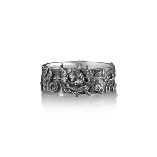 Floral Oni Silver Ring